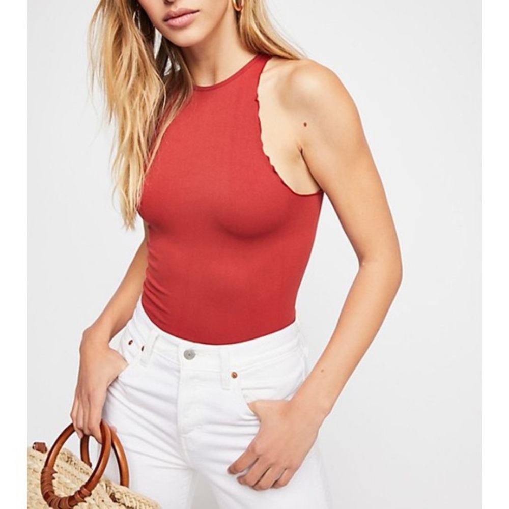 Free People Red Bodysuit